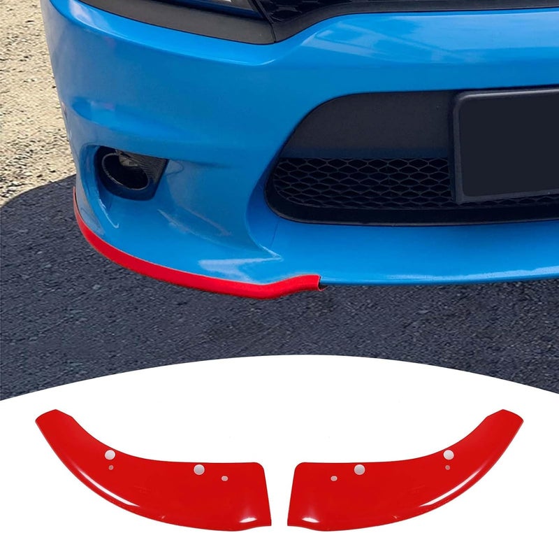 PDKLIN for Charger Front Bumper Lip Splitter Protector Cover Trim for 2015-2023 Dodge Charger Red Exterior Accessories 2pcs, Not for SXT/Widebody - Image 1